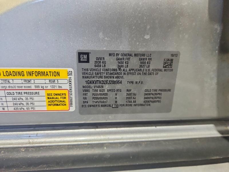 76915945 :رقم المزاد ، 1GKKVTKD2EJ208964 vin ، 2014 Gmc Acadia مزاد بيع