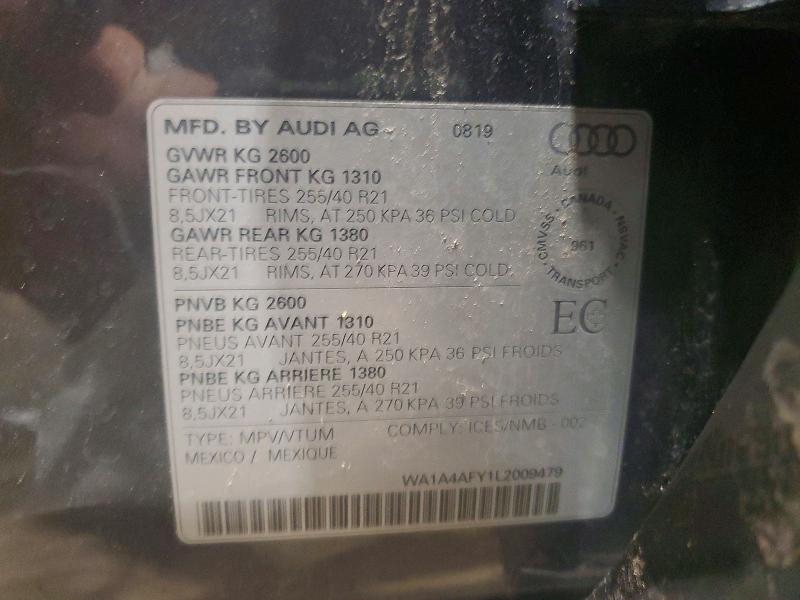 Aukcja sprzedaży 2020 Audi Sq5, vin: WA1A4AFY1L2009479, numer aukcji: 78599515