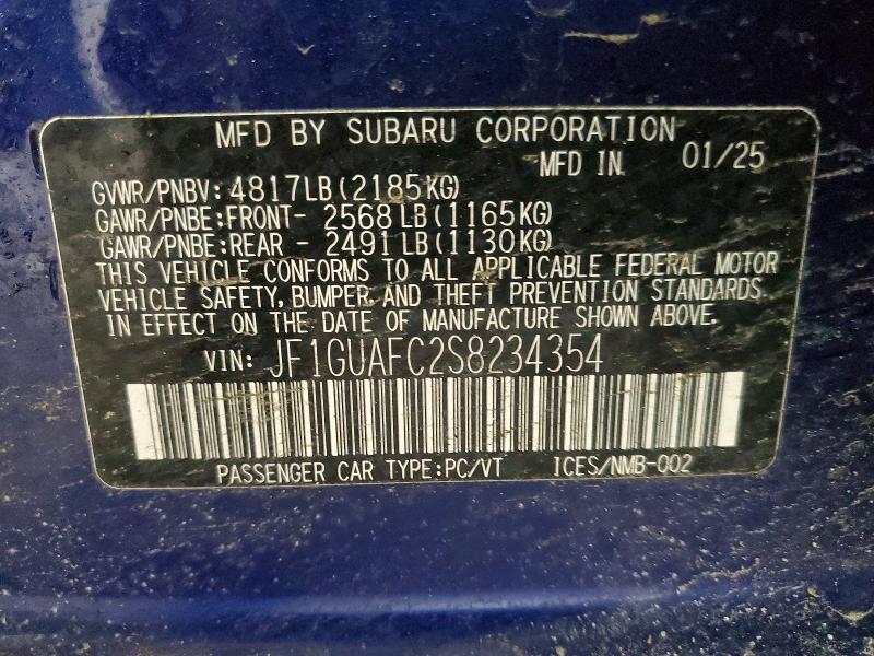 Aukcja sprzedaży 2025 Subaru Impreza, vin: JF1GUAFC2S8234354, numer aukcji: 78750555