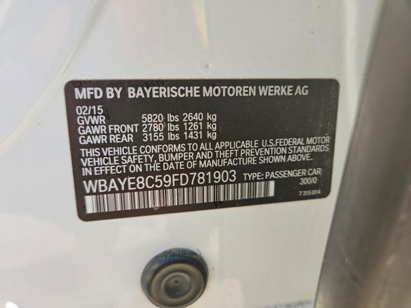 Продаж на аукціоні авто 2015 Bmw 750, vin: WBAYE8C59FD781903, номер лоту: 78909595