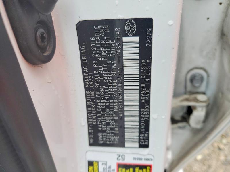 Aukcja sprzedaży 2022 Toyota Camry, vin: 4T1G11AK4NU629144, numer aukcji: 78234095