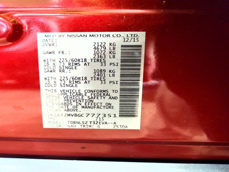 78547065 :رقم المزاد ، 5N1AT2MV8GC777351 vin ، 2016 Nissan Rogue مزاد بيع