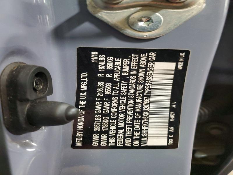 Продажа на аукционе авто 2019 Honda Civic, vin: SHHFK7H6XKU207567, номер лота: 78281215