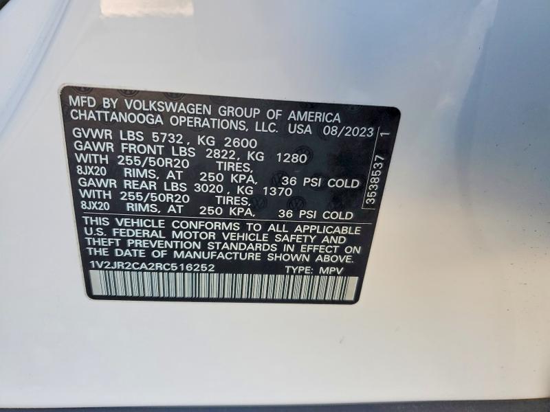 Aukcja sprzedaży 2024 Volkswagen Atlas, vin: 1V2JR2CA2RC516252, numer aukcji: 75619035