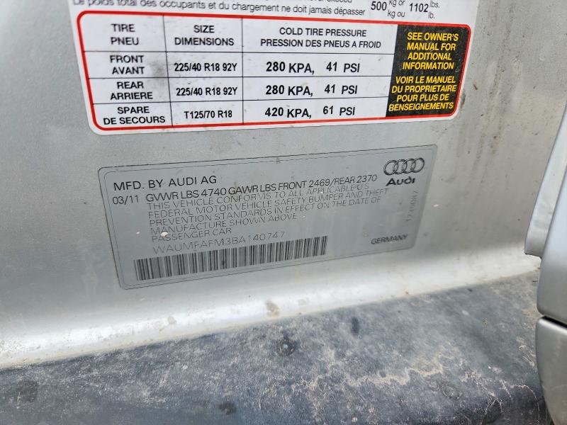 Aukcja sprzedaży 2011 Audi A3, vin: WAUMFAFM3BA140747, numer aukcji: 78440485