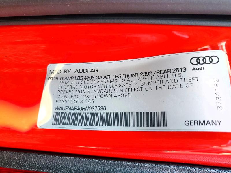Aukcja sprzedaży 2017 Audi A4, vin: WAUENAF40HN037536, numer aukcji: 78754285