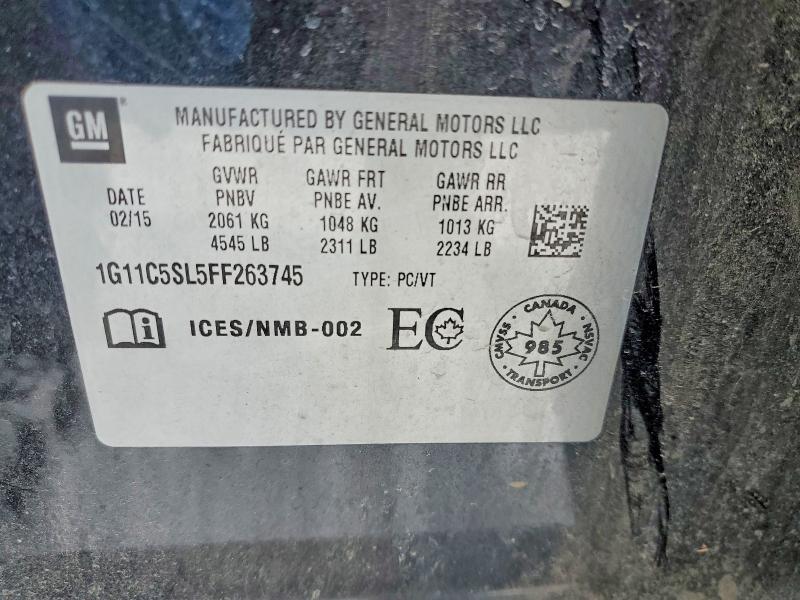Продажа на аукционе авто 2015 Chevrolet Malibu, vin: 1G11C5SL5FF263745, номер лота: 78587375