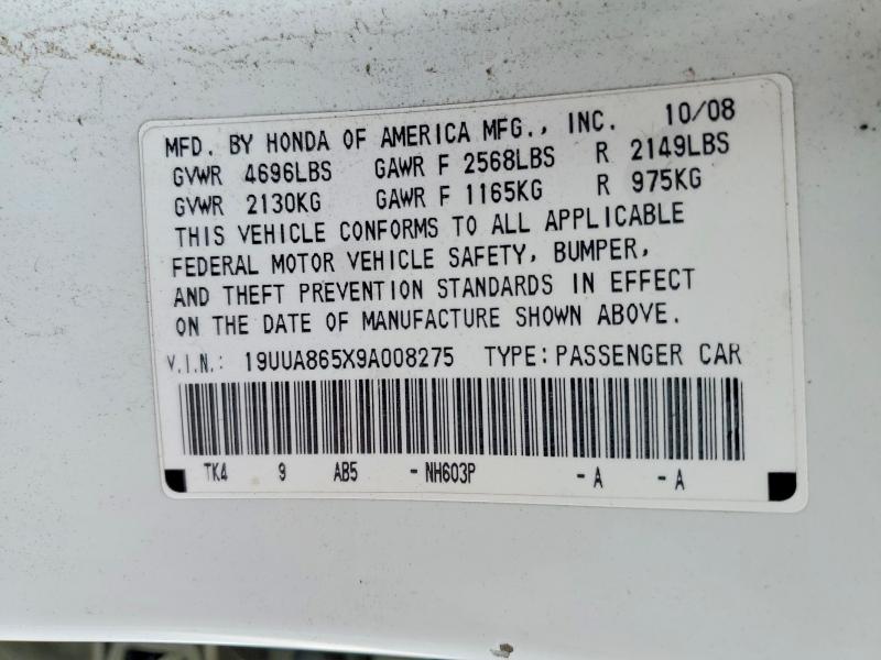 77782375 :رقم المزاد ، 19UUA865X9A008275 vin ، 2009 Acura Tl مزاد بيع