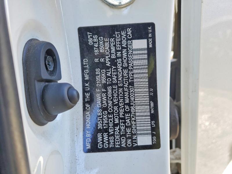 Продажа на аукционе авто 2018 Honda Civic, vin: SHHFK7H96JU400307, номер лота: 78733965