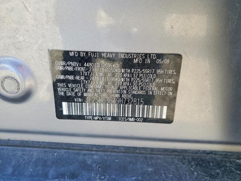 77895035 :رقم المزاد ، JF2SH63649H732815 vin ، 2009 Subaru Forester مزاد بيع