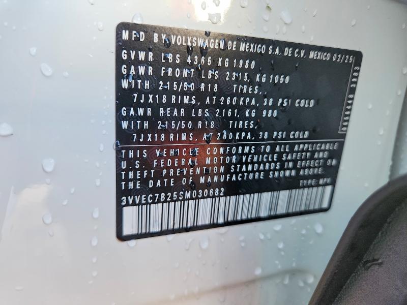 Продажа на аукционе авто 2025 Volkswagen Taos, vin: 3VVEC7B25SM030682, номер лота: 79308295