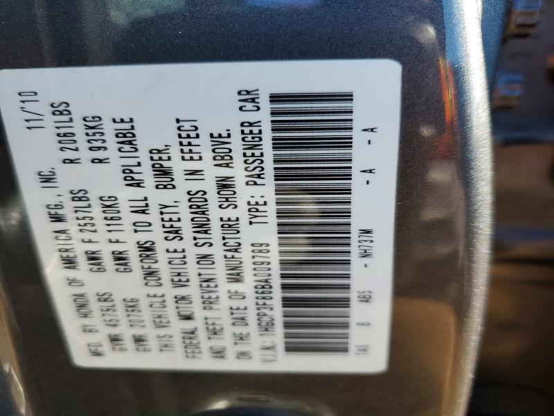 76577925 :رقم المزاد ، 1HGCP3F86BA009789 vin ، 2011 Honda Accord مزاد بيع