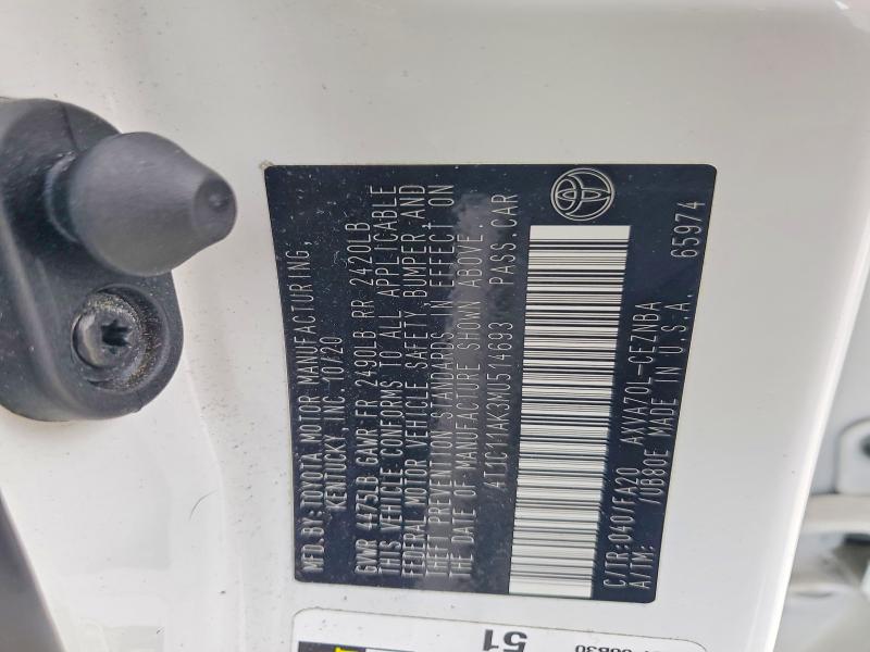 Продажа на аукционе авто 2021 Toyota Camry, vin: 4T1C11AK3MU514693, номер лота: 76237885