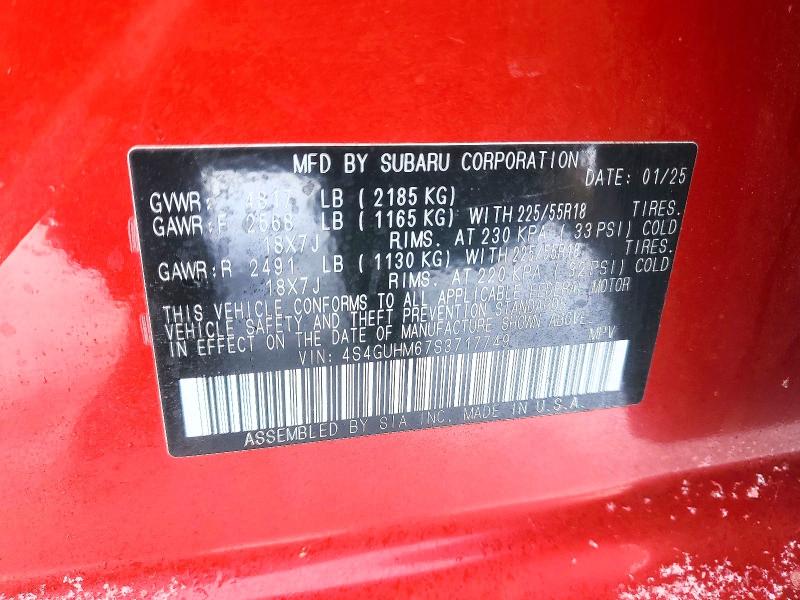 Aukcja sprzedaży 2025 Subaru Crosstrek, vin: 4S4GUHM67S3717749, numer aukcji: 74690075