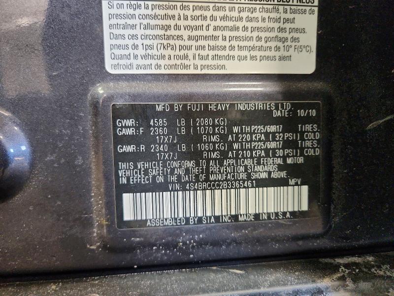 76209215 :رقم المزاد ، 4S4BRCCC2B3365461 vin ، 2011 Subaru Outback 2. مزاد بيع