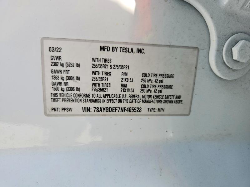 Продажа на аукционе авто 2022 Tesla Model Y, vin: 7SAYGDEF7NF405528, номер лота: 77522345