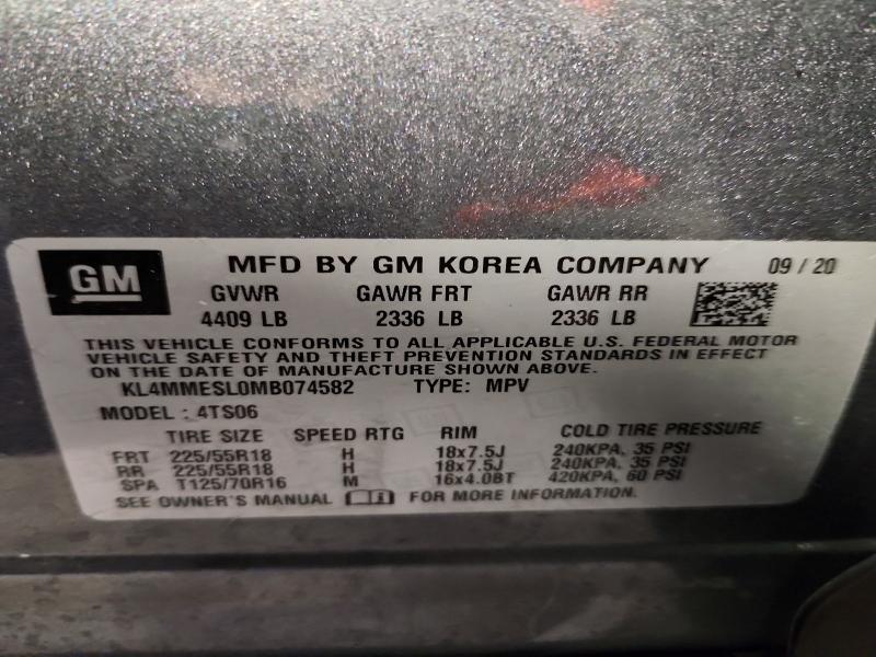 77877625 :رقم المزاد ، KL4MMESL0MB074582 vin ، 2021 Buick Encore Gx مزاد بيع