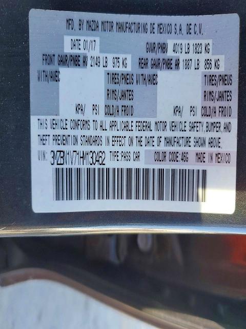 Auction sale of the 2017 Mazda 3, vin: 3MZBN1V71HM130462, lot number: 76711765