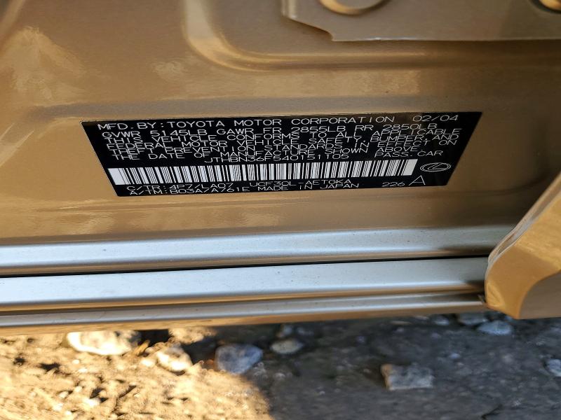 Продаж на аукціоні авто 2004 Lexus Ls, vin: JTHBN36F540151105, номер лоту: 74963035