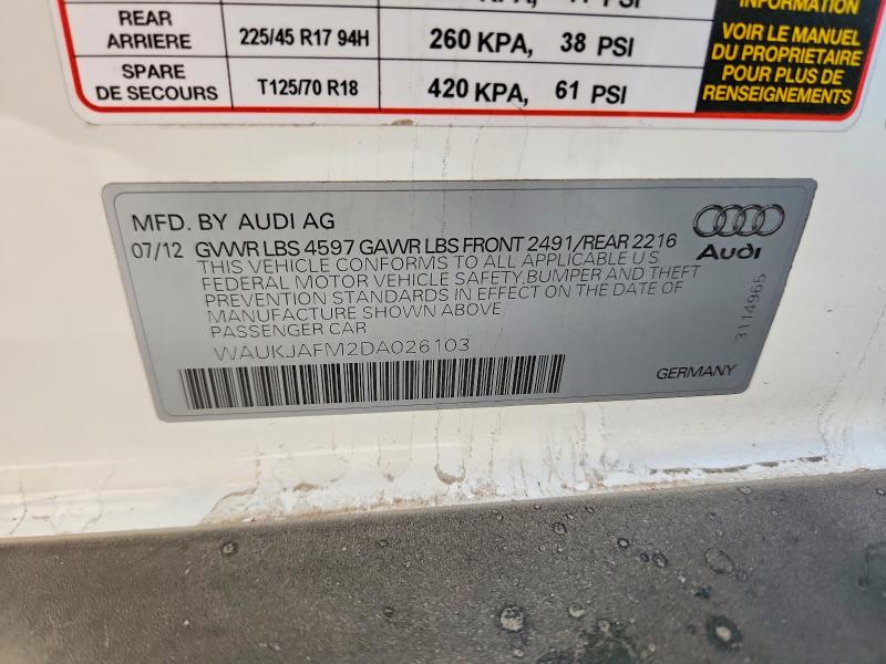 79054115 :رقم المزاد ، WAUKJAFM2DA026103 vin ، 2013 Audi A3 مزاد بيع