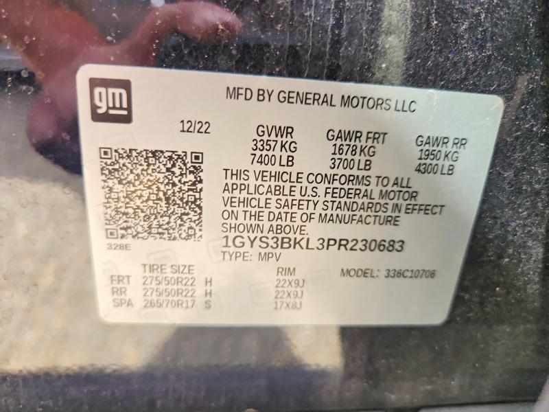 Продаж на аукціоні авто 2023 Cadillac Escalade, vin: 1GYS3BKL3PR230683, номер лоту: 78681305