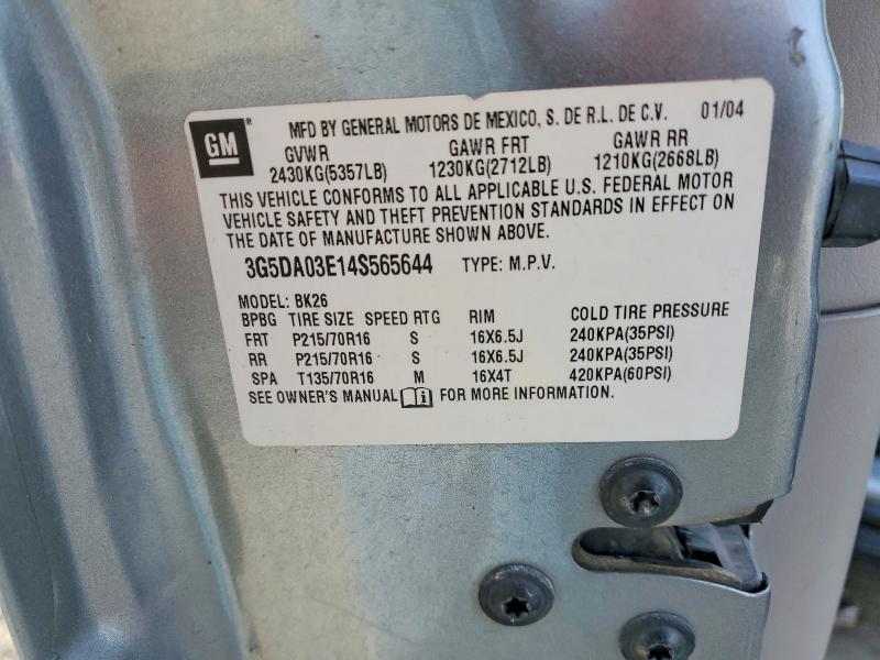2004 Buick Rendezvous მანქანა იყიდება აუქციონზე, vin: 3G5DA03E14S565644, აუქციონის ნომერი: 77115735