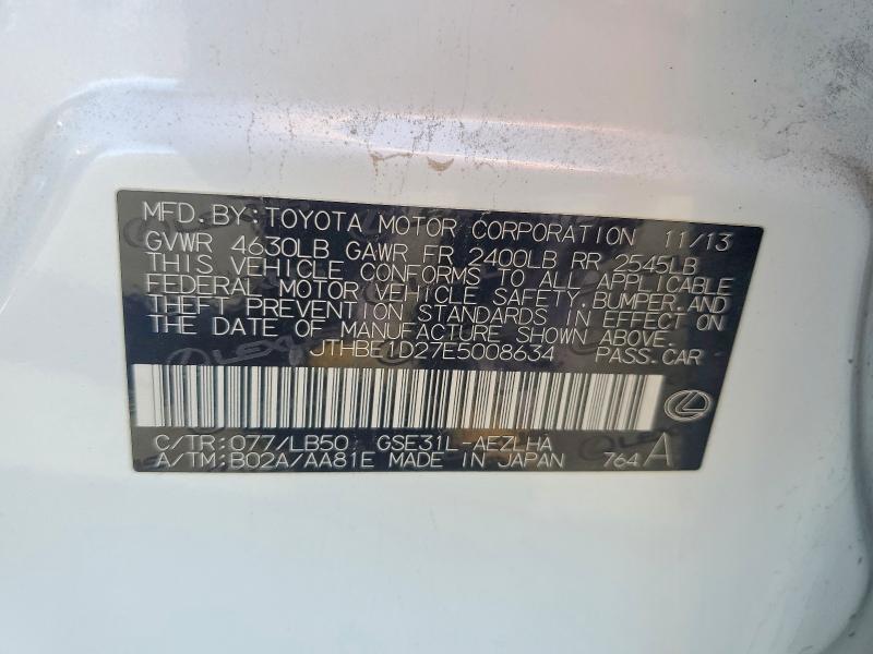 78631345 :رقم المزاد ، JTHBE1D27E5008634 vin ، 2014 Lexus Is 350 مزاد بيع