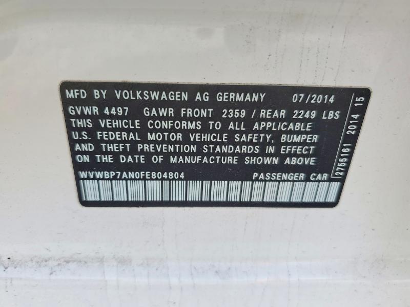 Aukcja sprzedaży 2015 Volkswagen Cc, vin: WVWBP7AN0FE804804, numer aukcji: 78905295