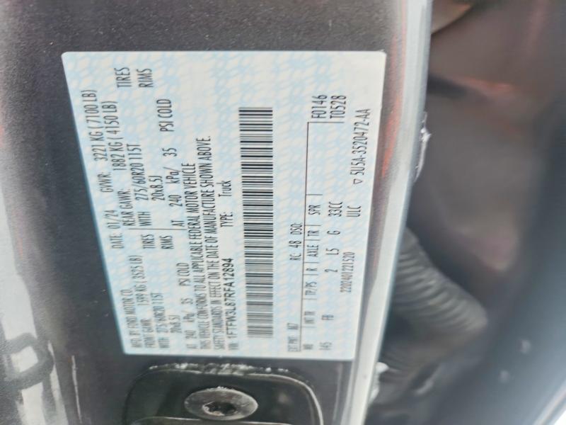 Aukcja sprzedaży 2024 Ford F150, vin: 1FTFW3L87RFA12894, numer aukcji: 75013865