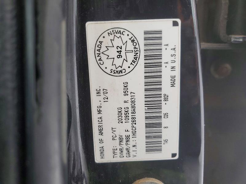 Aukcja sprzedaży 2008 Honda Accord, vin: 1HGCP26818A808317, numer aukcji: 77303855