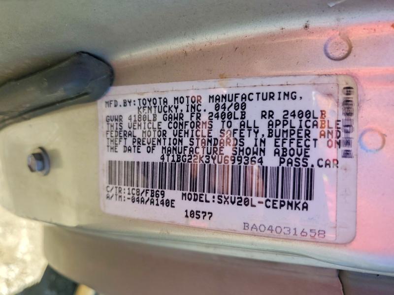 Продаж на аукціоні авто 2000 Toyota Camry, vin: 4T1BG22K3YU699364, номер лоту: 77037625