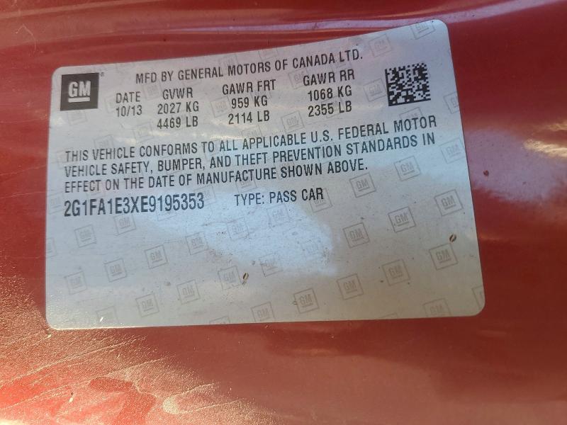 2014 Chevrolet Camaro მანქანა იყიდება აუქციონზე, vin: 2G1FA1E3XE9195353, აუქციონის ნომერი: 76434725