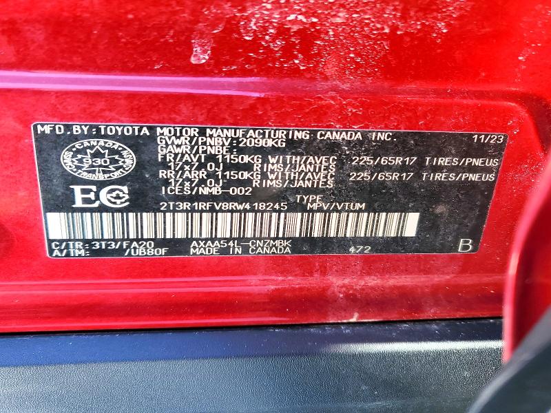 Продажа на аукционе авто 2024 Toyota Rav4, vin: 2T3R1RFV8RW418245, номер лота: 78664135