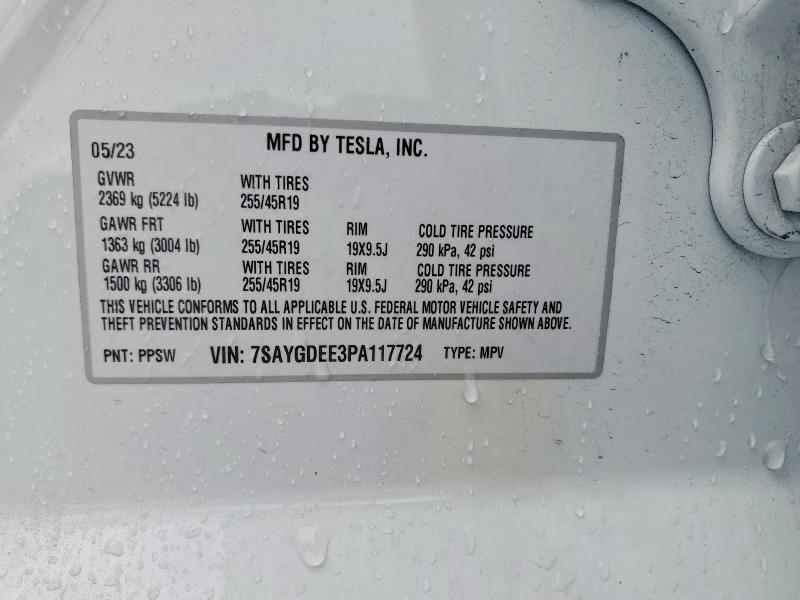 Продаж на аукціоні авто 2023 Tesla Model Y, vin: 7SAYGDEE3PA117724, номер лоту: 77593875