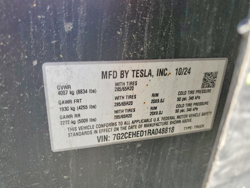 Aukcja sprzedaży 2024 Tesla Cybertruck, vin: 7G2CEHED1RA048818, numer aukcji: 78137805