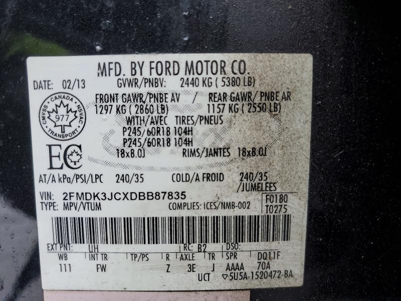 Продажа на аукционе авто 2013 Ford Edge, vin: 2FMDK3JCXDBB87835, номер лота: 75789125