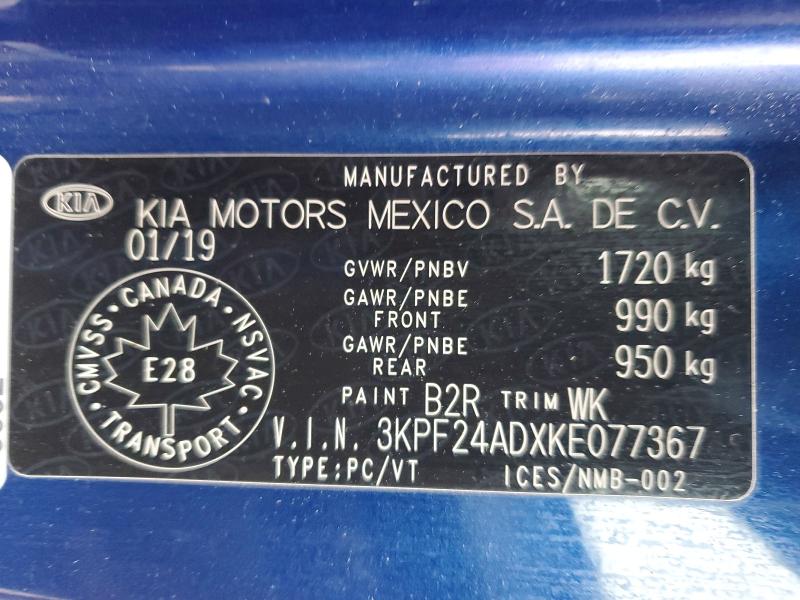 Продаж на аукціоні авто 2019 Kia Forte, vin: 3KPF24ADXKE077367, номер лоту: 76923855
