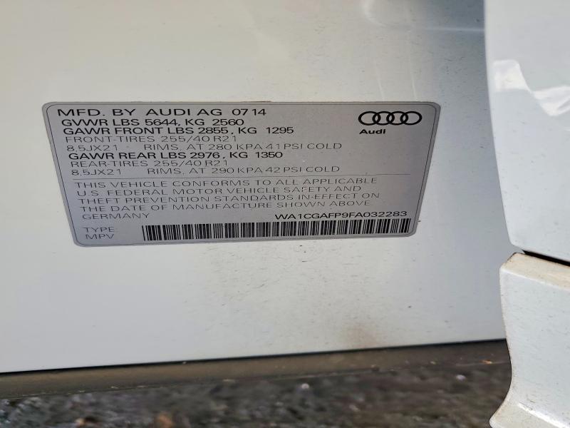 Продажа на аукционе авто 2015 Audi Sq5, vin: WA1CGAFP9FA032283, номер лота: 78324135