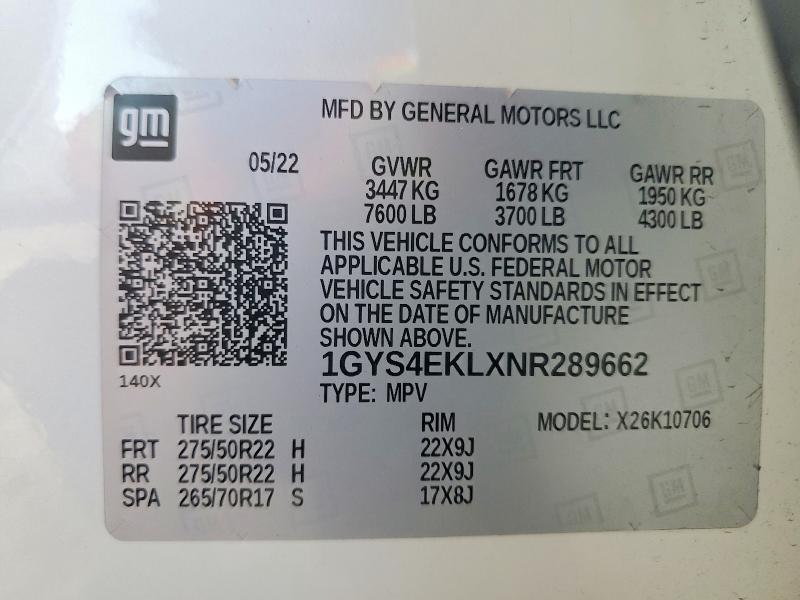 Продажа на аукционе авто 2022 Cadillac Escalade, vin: 1GYS4EKLXNR289662, номер лота: 77303505