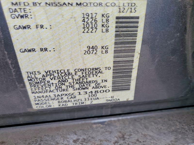 Aukcja sprzedaży 2016 Nissan Altima, vin: 1N4AL3APXGC134800, numer aukcji: 75758715
