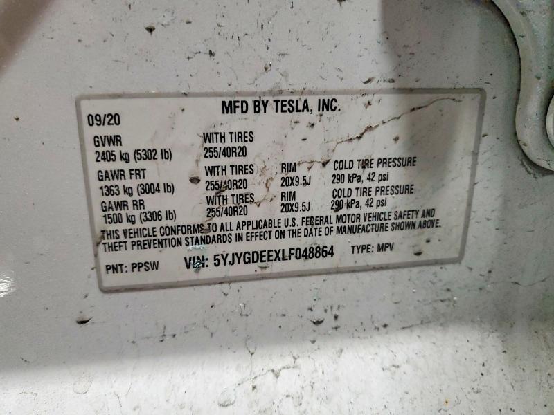 Продажа на аукционе авто 2020 Tesla Model Y, vin: 5YJYGDEEXLF048864, номер лота: 75741935