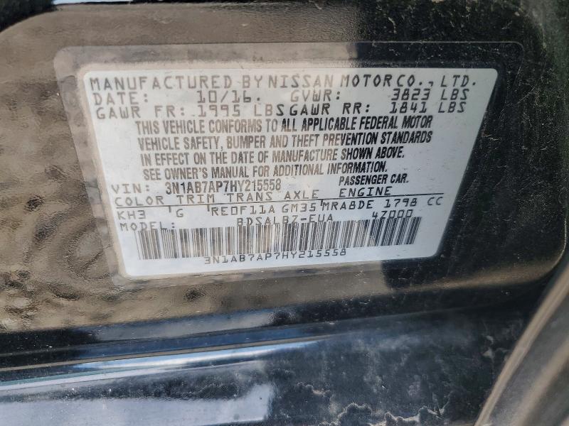 Продаж на аукціоні авто 2017 Nissan Sentra, vin: 3N1AB7AP7HY215558, номер лоту: 77167695