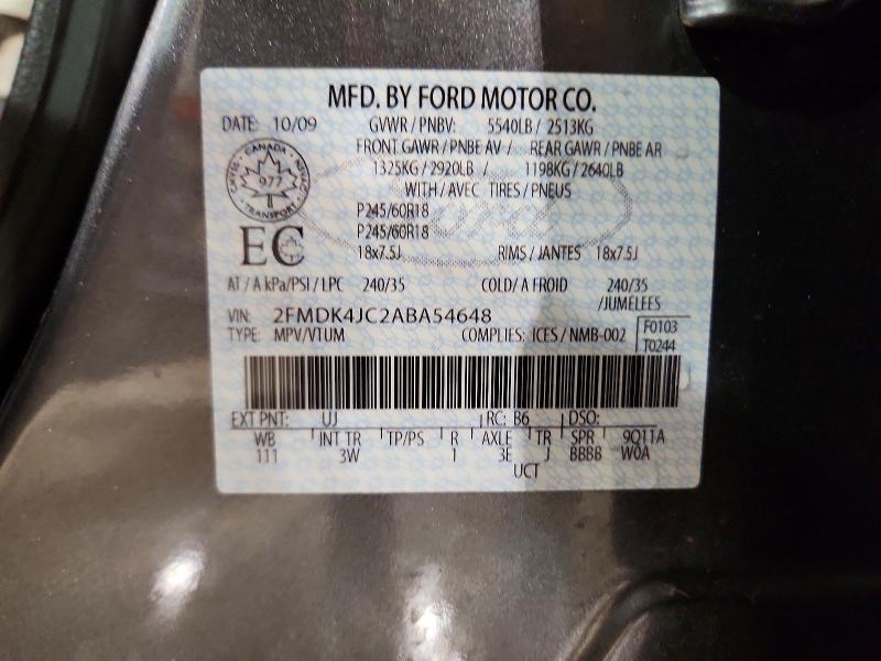 Aukcja sprzedaży 2010 Ford Edge, vin: 2FMDK4JC2ABA54648, numer aukcji: 77580945