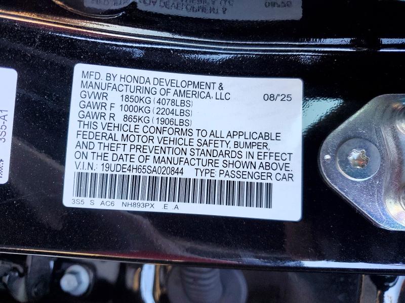 2025 Acura Integra მანქანა იყიდება აუქციონზე, vin: 19UDE4H65SA020844, აუქციონის ნომერი: 77374605
