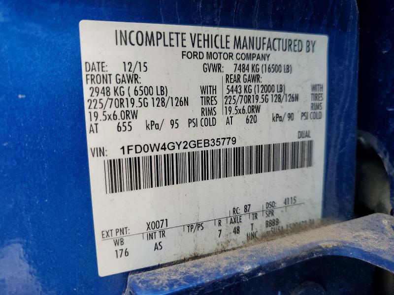 49343656 :رقم المزاد ، 1FD0W4GY2GEB35779 vin ، 2016 Ford F450 Supe مزاد بيع