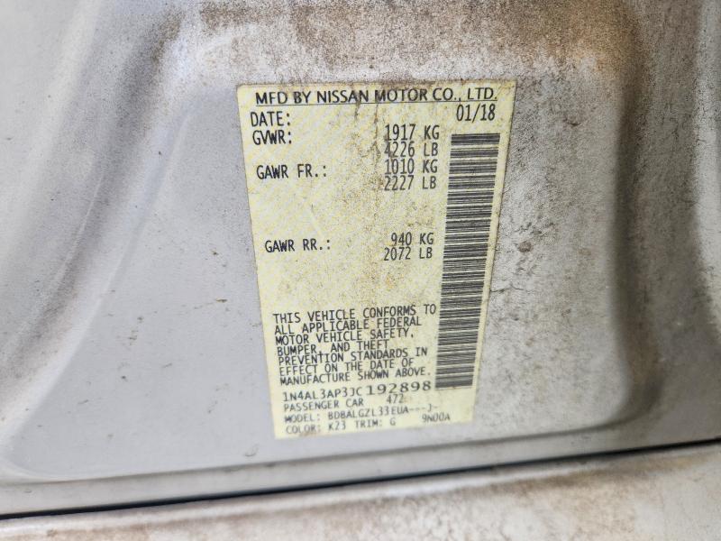 78808335 :رقم المزاد ، 1N4AL3AP3JC192898 vin ، 2018 Nissan Altima مزاد بيع