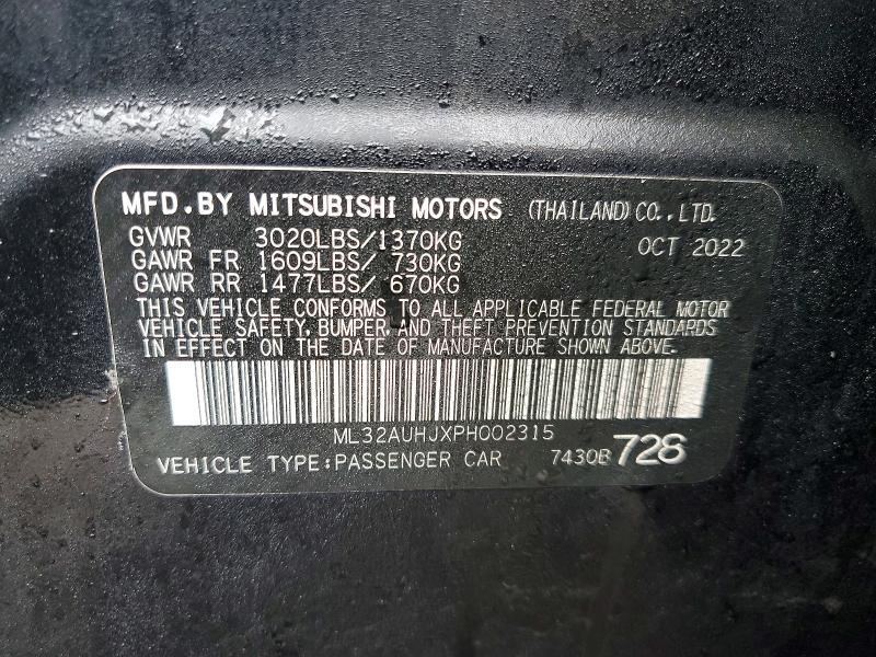 Продаж на аукціоні авто 2023 Mitsubishi Mirage, vin: ML32AUHJXPH002315, номер лоту: 77591445