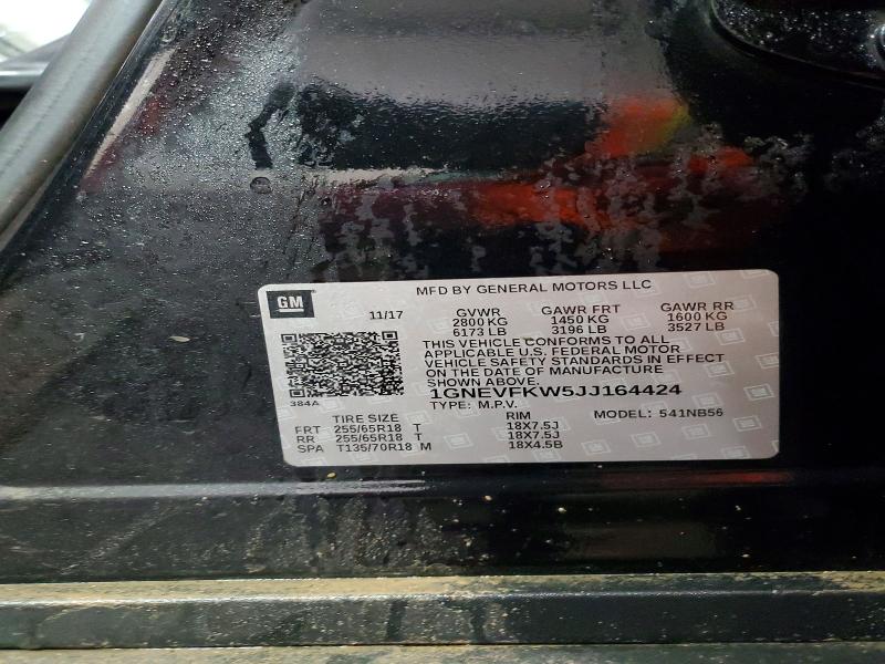 2018 Chevrolet Traverse მანქანა იყიდება აუქციონზე, vin: 1GNEVFKW5JJ164424, აუქციონის ნომერი: 76348665