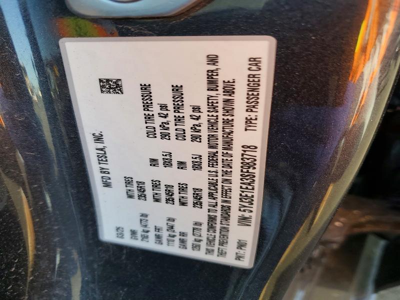 2025 Tesla Model 3 მანქანა იყიდება აუქციონზე, vin: 5YJ3E1EA3SF983718, აუქციონის ნომერი: 75431395