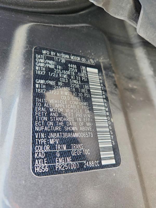Aukcja sprzedaży 2021 Nissan Rogue, vin: JN8AT3BA6MW006573, numer aukcji: 75789735